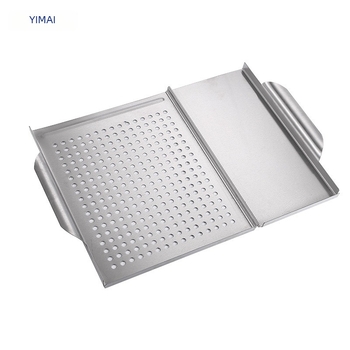 Nehrđajuća čelična kvadratna posuda za roštilj, 430, 2-u-1 pečenje i povrće, prijenosna, lako se čisti, 1,08 kg