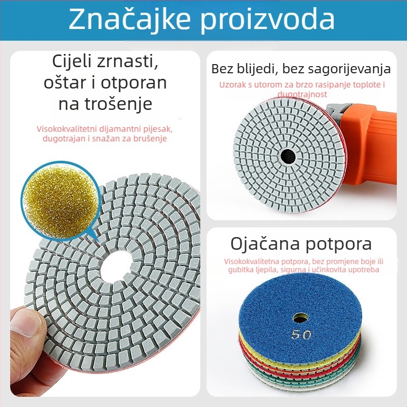 Cow Ball Dijamantni mekani brusni disk za kamen, keramiku i beton — Maks. brzina 1000 RPM, Tvrdoća dijamanta