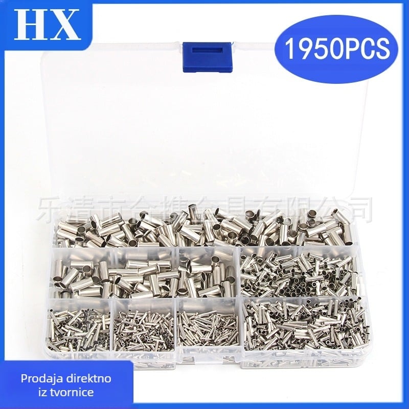Set terminala tipa cijevi s golim terminalima, model HX0100690, 1950 kom., bakreni kontakti s kalajnim premazom