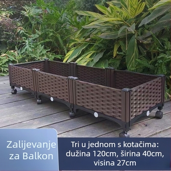 Plastična kutija za sadnju povrća za balkon i krovnu terasu, snažna i izdržljiva, slobodno stoji na podu, jednostavan stil, kućno vrtlarenje