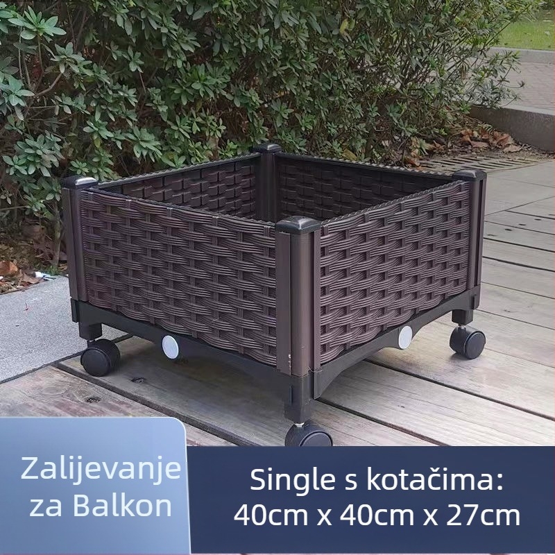 Plastična kutija za sadnju povrća za balkon i krovnu terasu, snažna i izdržljiva, slobodno stoji na podu, jednostavan stil, kućno vrtlarenje