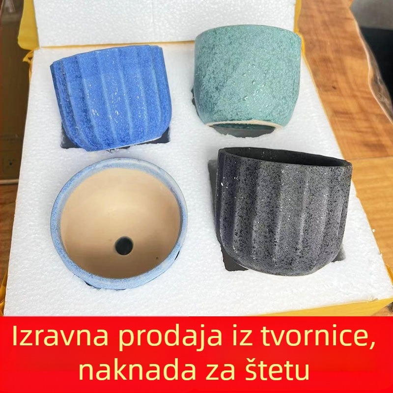 Keramički lonac za sukulente, prozračan i otporan, pečen pri visokim temperaturama, za stol ili pod