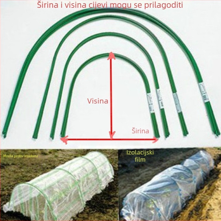 Deyihe plastično obloženi kutni držač za staklenik; materijal: čelična cijev s plastičnim premazom; primjene: vrtlarenje, prostorije s cvijećem, tople prostorije