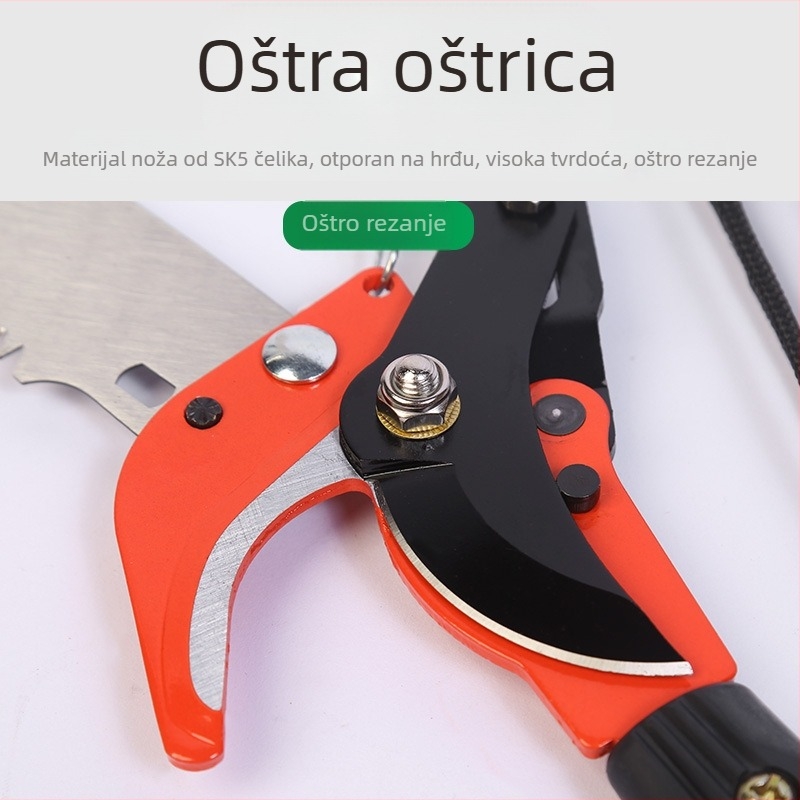 Win big četverokolesne škarice za rezanje visokih grana s teleskopskim ramenom i pilom, težina 635 g