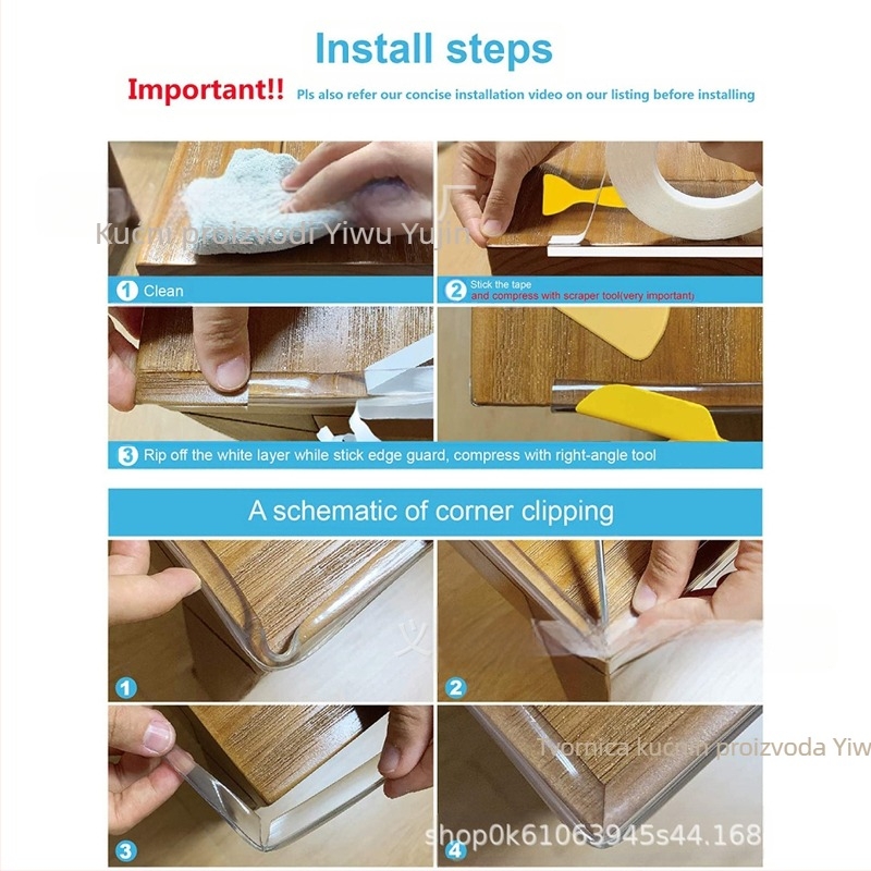 Meke prozirne zaštitne trake za kut stola za djecu - bez mirisa, pravokutni kut, set od 50 kom