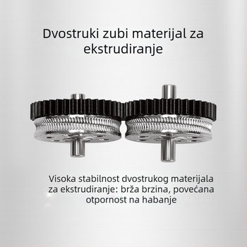 3D pisački ekstruder HGX, potpuno metalni, helikalni zubi, dvostruki pogon, kaljeno čelika