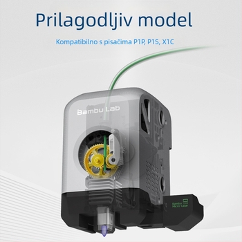 X1P1 ekstruder za 3D ispis – potpuno metalna konstrukcija, mesing, tvrdi čelik, DLC zupčani sklop
