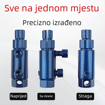 Višenamjenski alat za kutni ventil slavine: izvlačič polomljenih vijaka i navojni taps, veličine 4 i 6, glava s obrnuto navijanjem