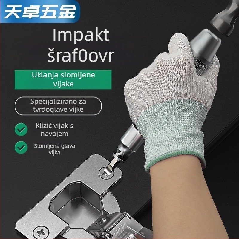 Set udaračkih odvijača s bitovima za vađenje hrđavih vijaka, od krom-molibden čelika, magnetski