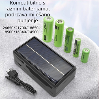 Solární inteligentni dvostruki punjač za Li-ion baterije 18650/26650, ulaz 5V, izlaz 4.2V/1.2A, CE certifikat