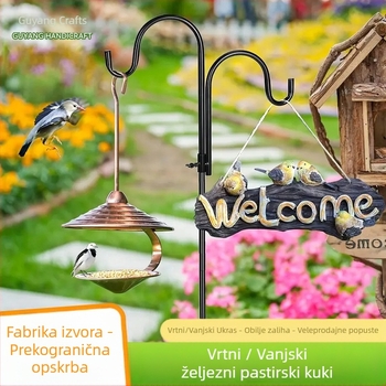 Željezni držač lampe za vrt – debeli, odvojivi, otporni na koroziju, s geometrijskim dizajnom, u drvenoj kutiji