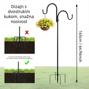 Željezni držač lampe za vrt – debeli, odvojivi, otporni na koroziju, s geometrijskim dizajnom, u drvenoj kutiji