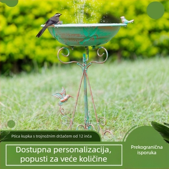 Željezna dekorativna posuda za hranjenje i kupanje ptica, vrtna dekoracija i vanjska posuda za biljke - materijal: željezo - izrada: poluručna i poluautomatizirana - težina: 1,6 kg