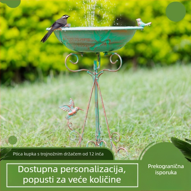 Željezna dekorativna posuda za hranjenje i kupanje ptica, vrtna dekoracija i vanjska posuda za biljke - materijal: željezo - izrada: poluručna i poluautomatizirana - težina: 1,6 kg