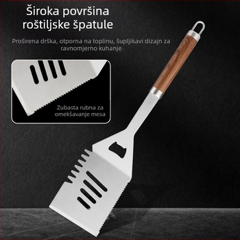 Set za roštilj od nehrđajućeg čelika u aluminijskoj kutiji, 24-dijelni, uključuje rukavice, nož, četku i vilicu