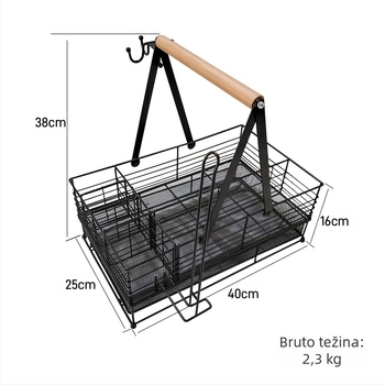 Kuhinjski skladišni koš, dvostruki, ručni, za BBQ začine i papirnate maramice (Model sc95142; Materijal: željezo; Pakiranje: 6 komada; Lansiranje: 2024)