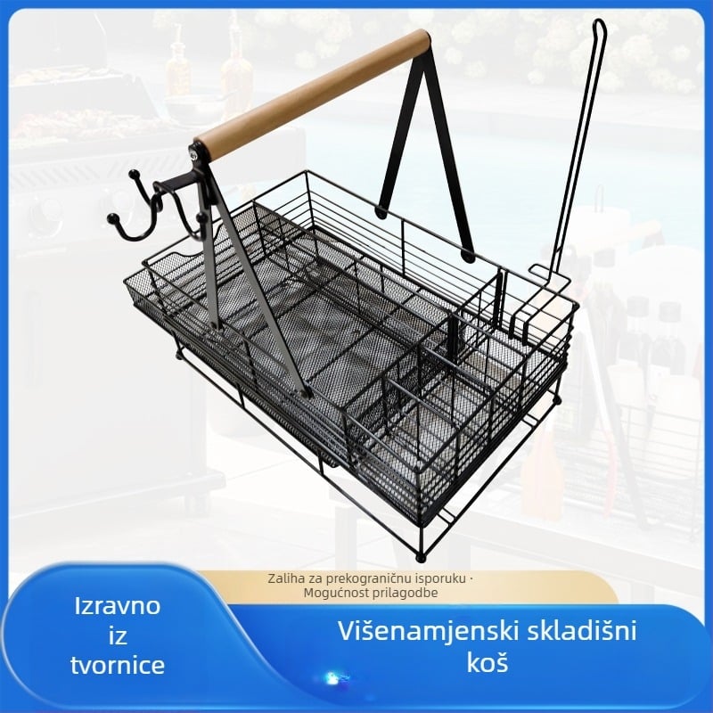 Kuhinjski skladišni koš, dvostruki, ručni, za BBQ začine i papirnate maramice (Model sc95142; Materijal: željezo; Pakiranje: 6 komada; Lansiranje: 2024)