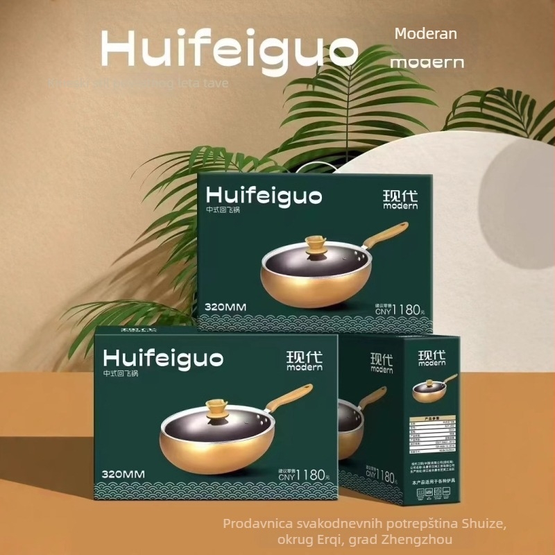 Wok od lijevnog željeza s plazma-nanesenim nepriљljivim premazom, stakleni poklopac, viїeslojno dno, težina 2,15 kg