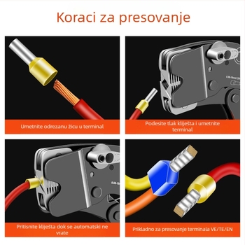 SANJIANG Krimp kliješta za VE cijevne terminale, predizolirani pin terminali, posebno krimpanje za cijevne terminale, visoko ugljično čelično, težina 0.52