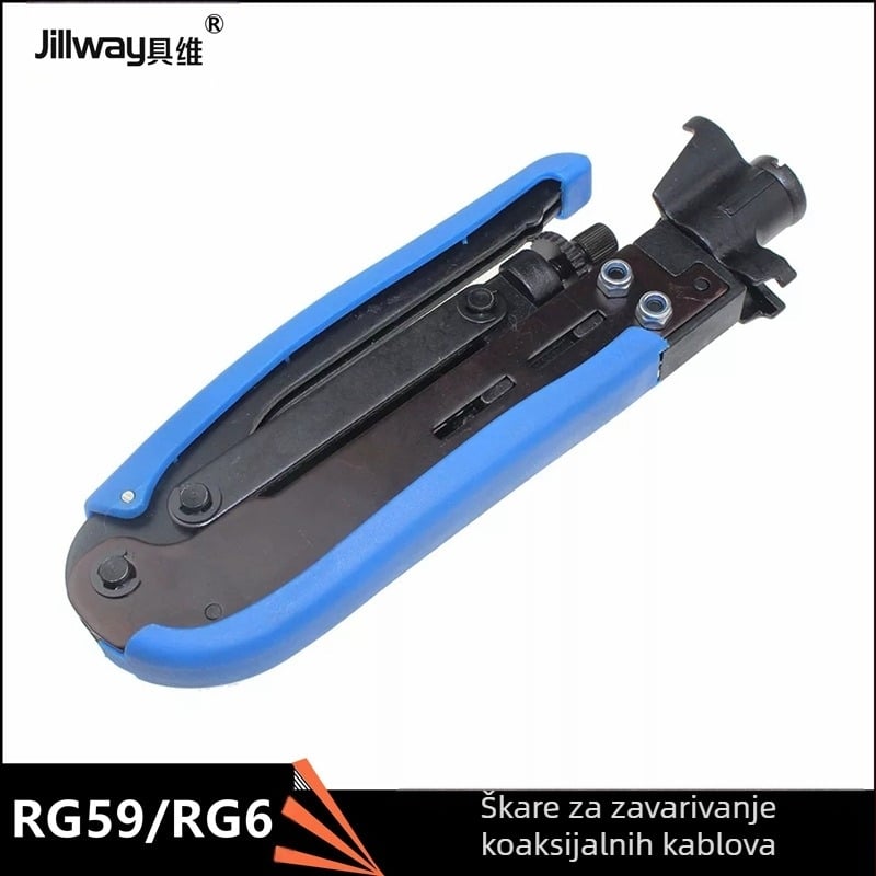 Klešta za krimpanje koaksijalnih kablova RG59/RG6, čelik alata, duljine 175 mm, otporne na eksplozije