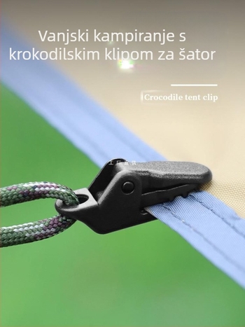 Klip za kampiranje s krokodilskim klipom za navlaku tende, pritiskom protiv klizanja, otporan na vjetar, kuka za vuču