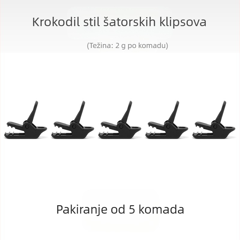 Klip za kampiranje s krokodilskim klipom za navlaku tende, pritiskom protiv klizanja, otporan na vjetar, kuka za vuču
