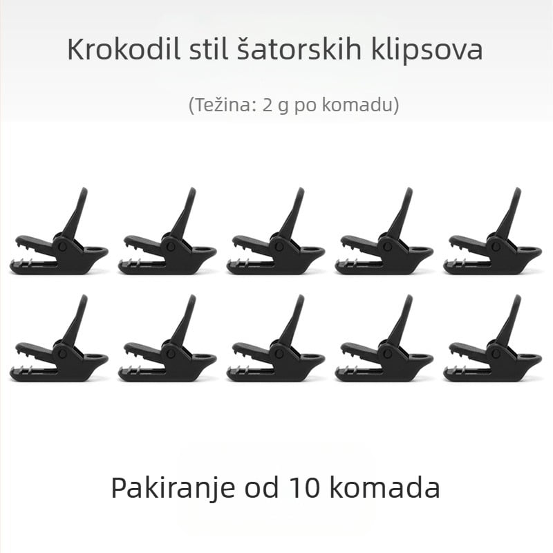 Klip za kampiranje s krokodilskim klipom za navlaku tende, pritiskom protiv klizanja, otporan na vjetar, kuka za vuču