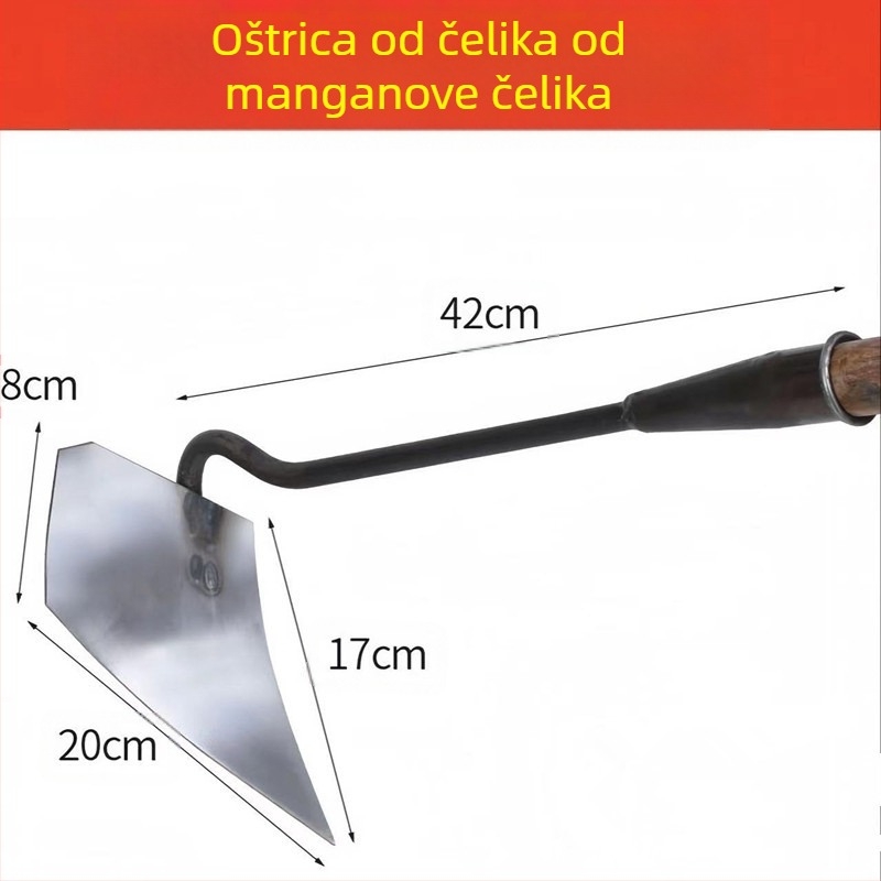Trokutasta motika od debelog manganovog čelika za iskopavanje kanala i prozračivanje tla s oštrim vrhom.