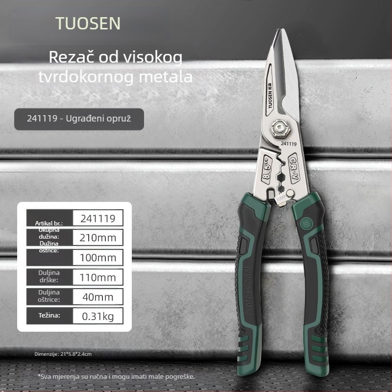 Tuosen Višenamjenske željezne škare za metal — avionske škare, rezanje aluminijskih panela, rezanje nosive konstrukcije za strop, visoka tvrdoća