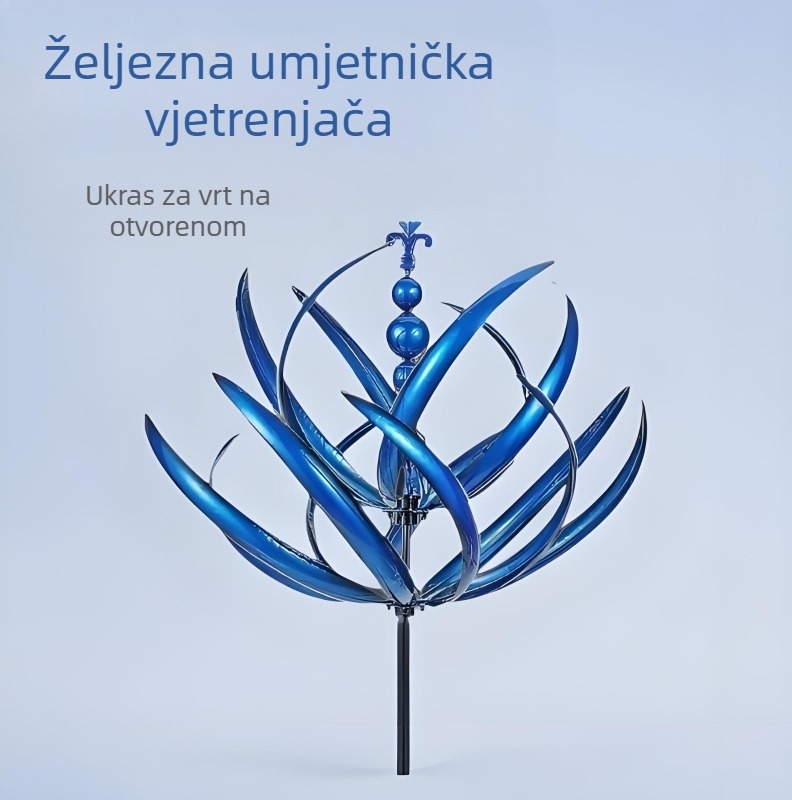 Iron Geometric Wind Spinner with Rotating Top Windmill – Halowind Outdoor Garden Sculpture