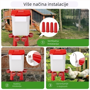 Automatska fontana za vodu peradi s odvojnim spremnikom – napajanje i hranjenje za kokoši, guske, patke i golubove, model ZZKPJ00035, 1600 g