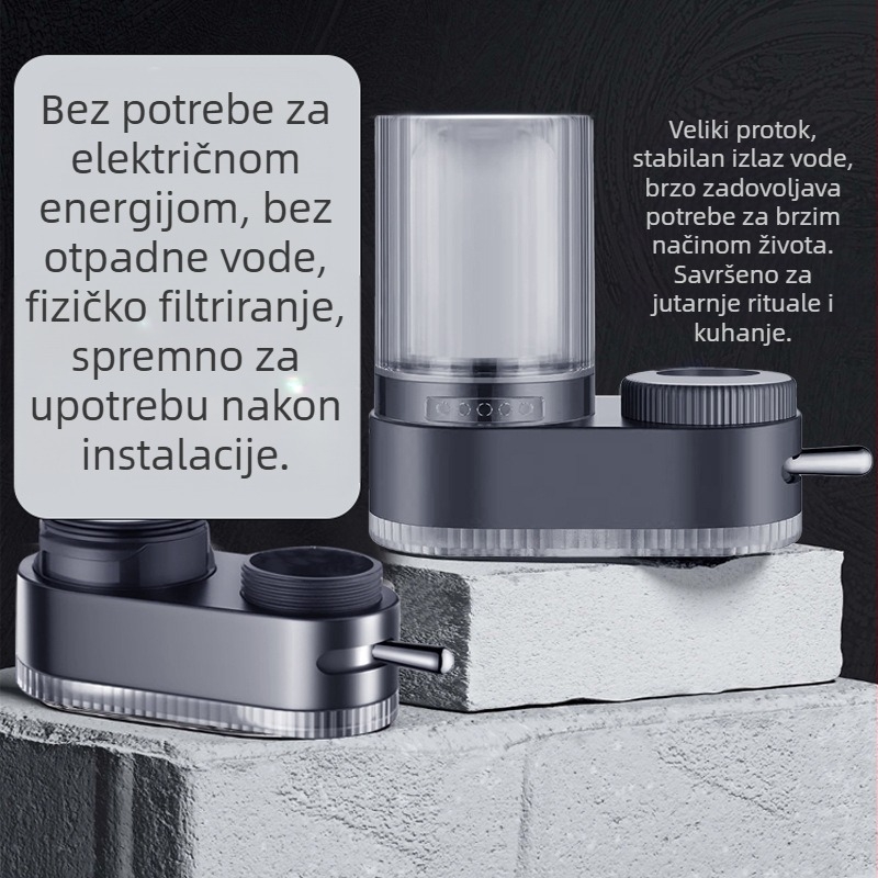 Filter za vodu na slavinu, kućni, keramički filtr, koji se može prati (Razina filtracije 1; Dvostruki izlaz; Zamjenjivi element filtra)