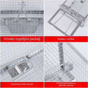 Past za glodavce u kavezu s pedalskim okidačem visoke osjetljivosti, čvrst mehanizam, srednji model