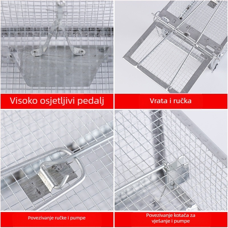 Past za glodavce u kavezu s pedalskim okidačem visoke osjetljivosti, čvrst mehanizam, srednji model