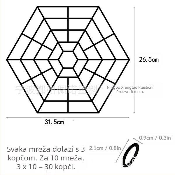 Šesterokutna plutajuća zaštitna mreža ribnjaka, plastična, set od 20 komada