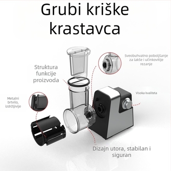 Višenamjenski električni rezač povrća za kuhinju – nehrđajući čelik, automatski rezač i ribalica, rezanje i ribanje