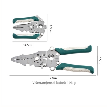 Sklopive kliješta za skidanje izolacije žica, višefunkcionalna, industrijskog ranga, težina 0,193 kg