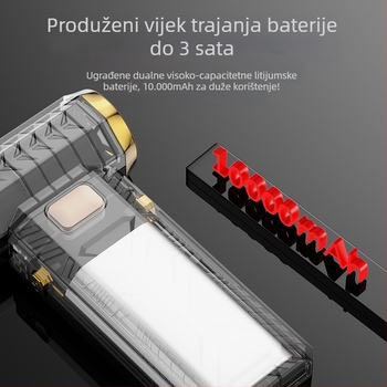 Ručni usisavač s ugrađenom baterijom 4000–6000mAh, brushless motor, 10W, 6 brzina puhanja i usisavanja, noćno svjetlo.