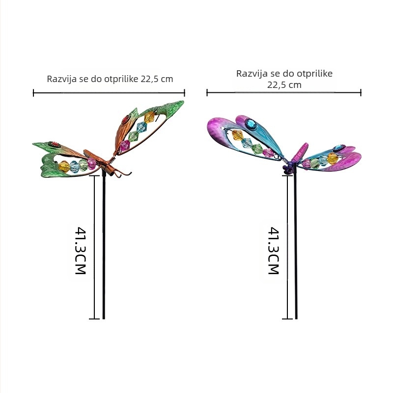 Metalna vrtna skulptura s motivom dragonfly i butterfly, pastoralni stil, izrađena od željeza, brend Mijia crafts; pogodna za vrt, dvorište, park, uredske i gostujuće prostore. (Materijal: Željezo; Brend: Mijia crafts; Kategorija: Životinje; Stil: Pastoral
