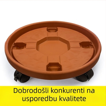 Podmetač za cvijeće od smole s kotačićima, okrugla plastična taca za biljke