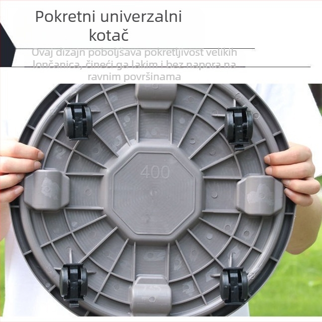 Podmetač za cvijeće od smole s kotačićima, okrugla plastična taca za biljke