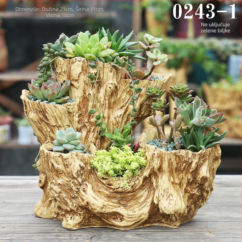 Lonac za cvijeće od smole, imitacija drveta, za stolnu ili podnu upotrebu, fugiranje