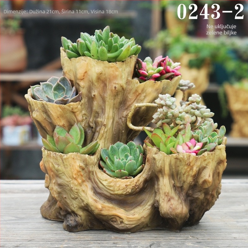 Lonac za cvijeće od smole, imitacija drveta, za stolnu ili podnu upotrebu, fugiranje