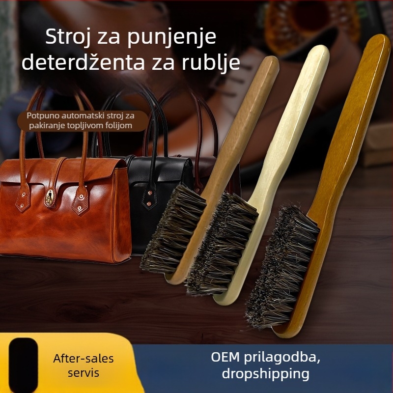 Četka za cipele s drvenom drškom od bukovine i konjskim dlakama (njegu i dezinfekciju; Yi Jieliang)