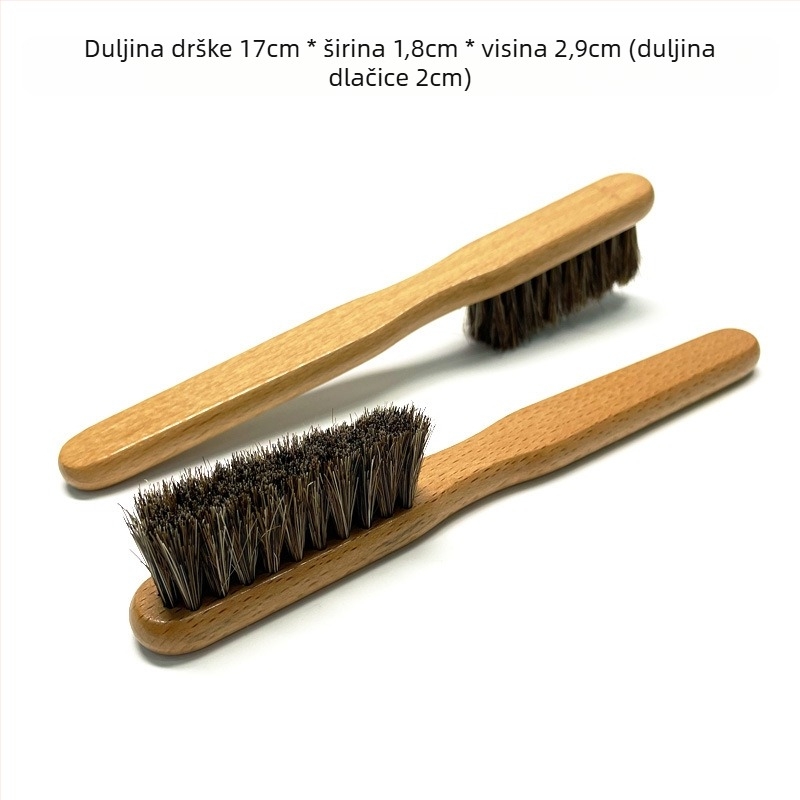Četka za cipele s drvenom drškom od bukovine i konjskim dlakama (njegu i dezinfekciju; Yi Jieliang)