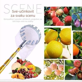 Teleskopijski alat za skupljanje voća s nožicama za grane i kukom, nehrđajući čelik, 5–6 dijelova, podesiva duljina