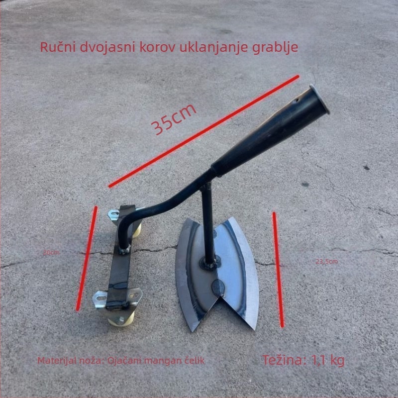 Alat za uklanjanje korova s kotačićima, prednje guranje i stražnje vučenje, ručni alat za plijevljenje, šuplja konstrukcija, za kukuricu i povrće