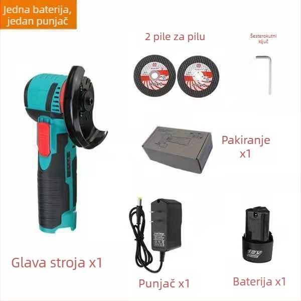 Bežični kutni brusilica s litijskom baterijom – za rezanje i brušenje, 220V, 1,6 kg, uključeni pribor
