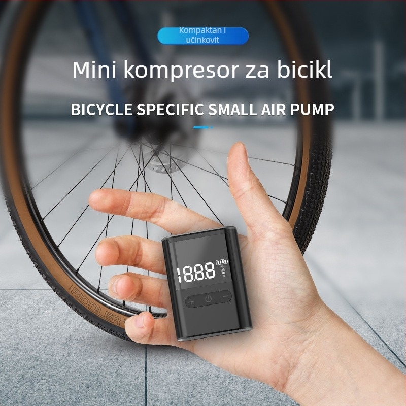 Prijenosni napuhivač za auto gume s digitalnim zaslonom, USB punjenje (120 W, 7.4 V, protok zraka 25 L/min)
