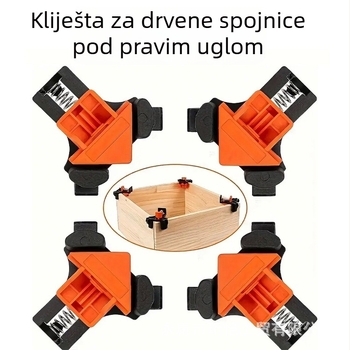 Držač u pravokutnom kutu za drvodjelstvo, 90°, podesiva fiksacija, ABS/PP materijal